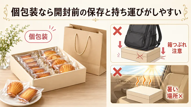 ブールミッシュ｜グランリュクス　個包装なら開封前の保存と持ち運びがしやすい